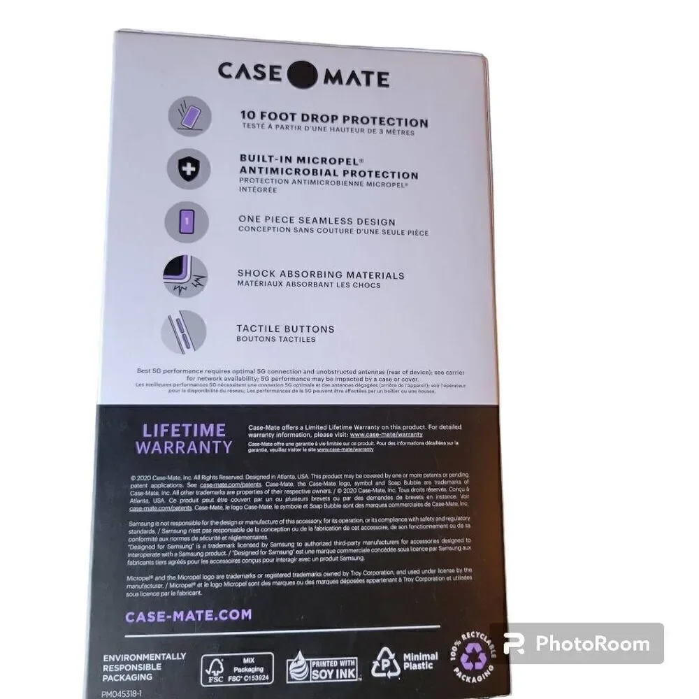 Case-Mate Soap Bubble Clear Case for Samsung Galaxy S21 + 5g Drop Protection New